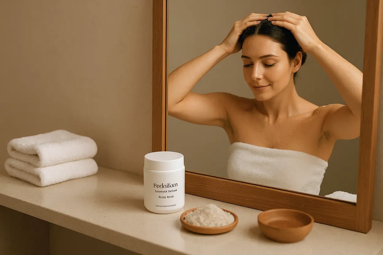 Gommage corporel naturel pour soin du cuir chevelu atteint de psoriasis