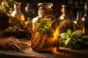 macérat hydroalcoolique avec racine et plante